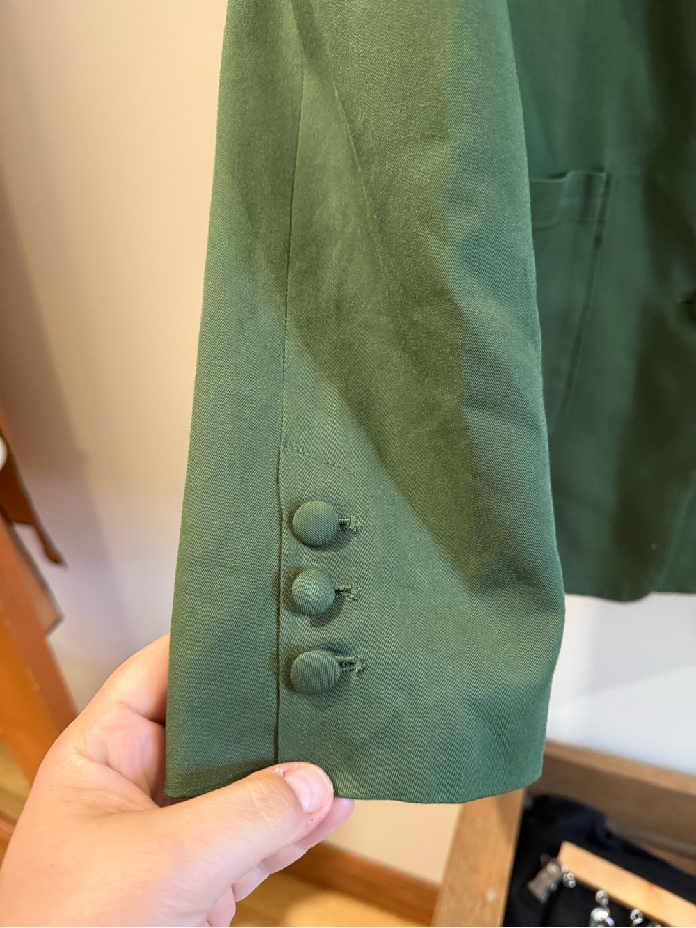 Ganni Olive Green Single-Breasted Blazer - Picture 2 of 5